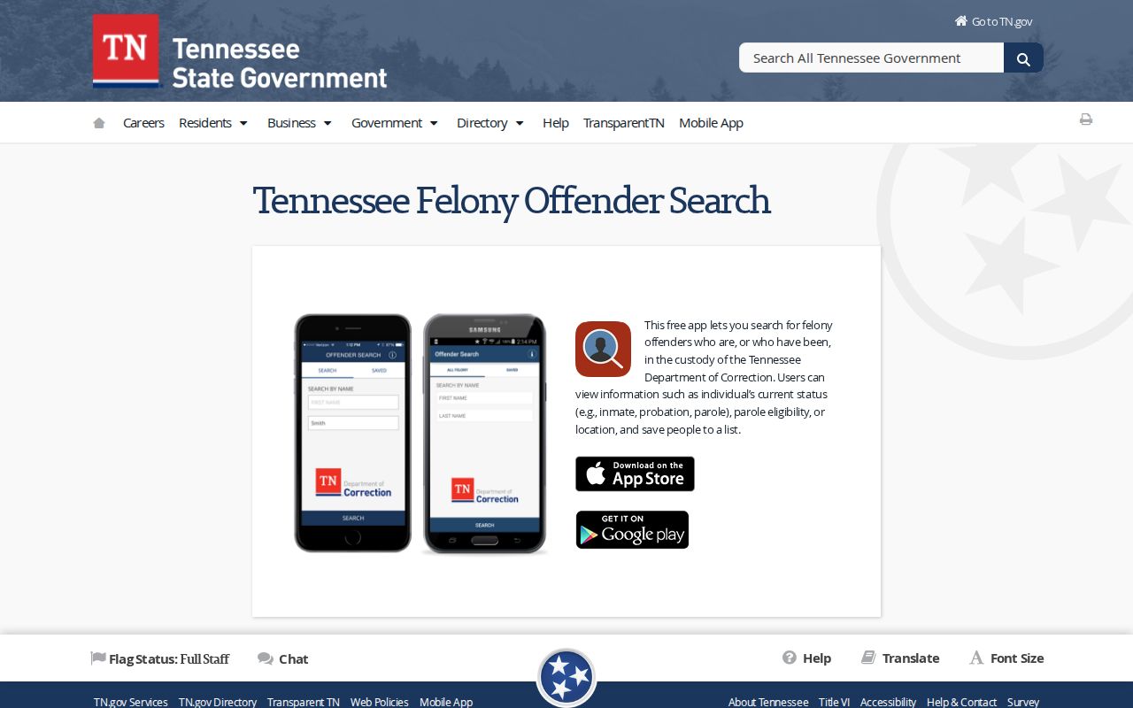 TDOC offender search after a Grainger County arrest