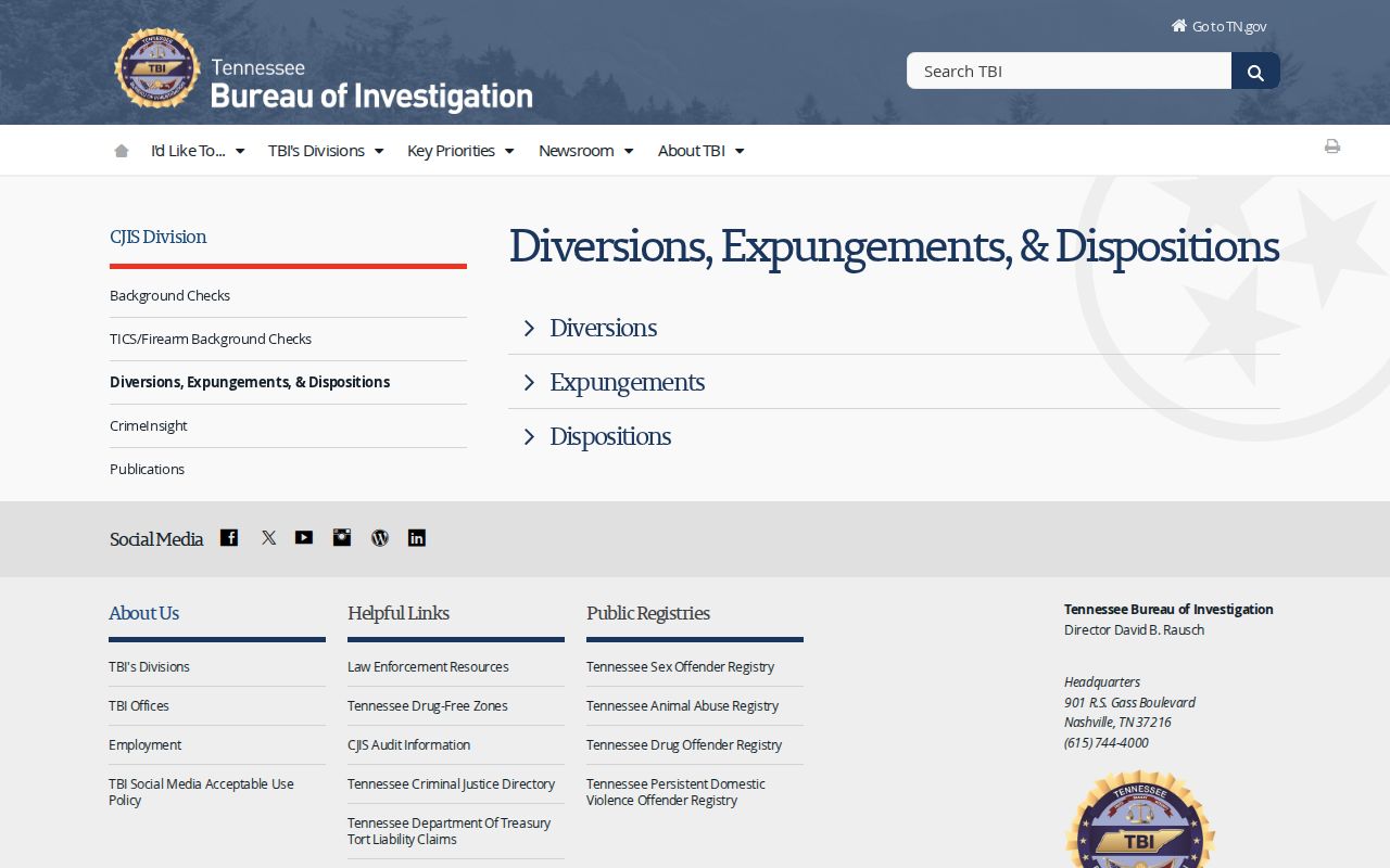 TBI expungement process for Grainger County arrest records