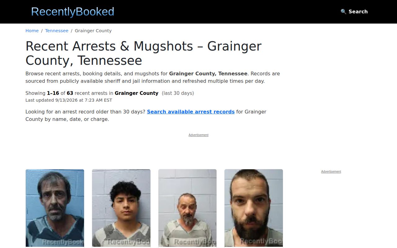 Unofficial Grainger County multi-day booking archive